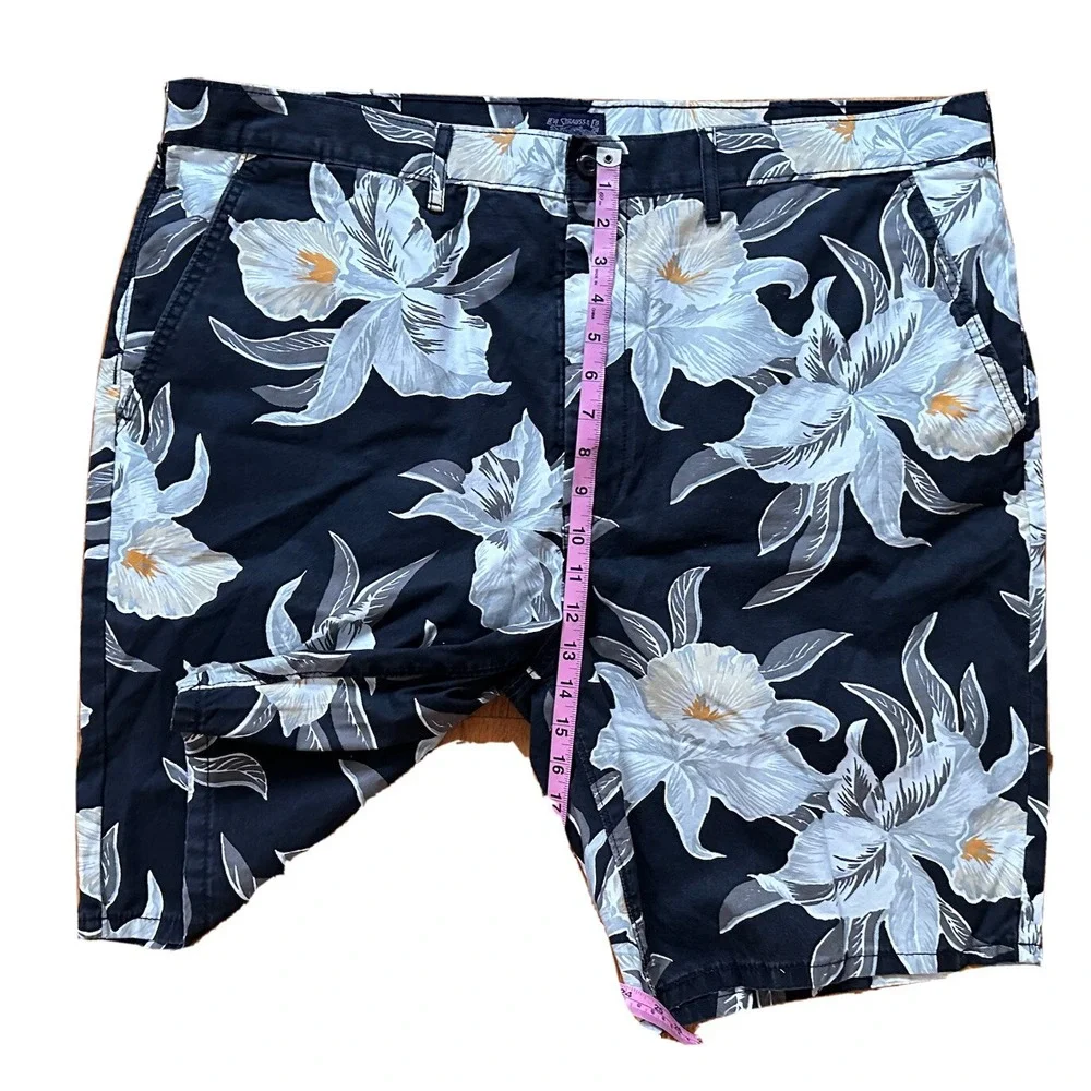 Levi Strauss Floral Shorts Mens W40 Floral Navy‎ Leaf Classic Chino Shorts